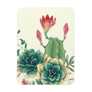 Magnet Flexible Beau Cactus Avec Fleur