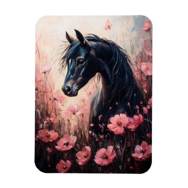 Magnet Flexible Beau Cheval Blush Fleur sauvage rose (Vertical)