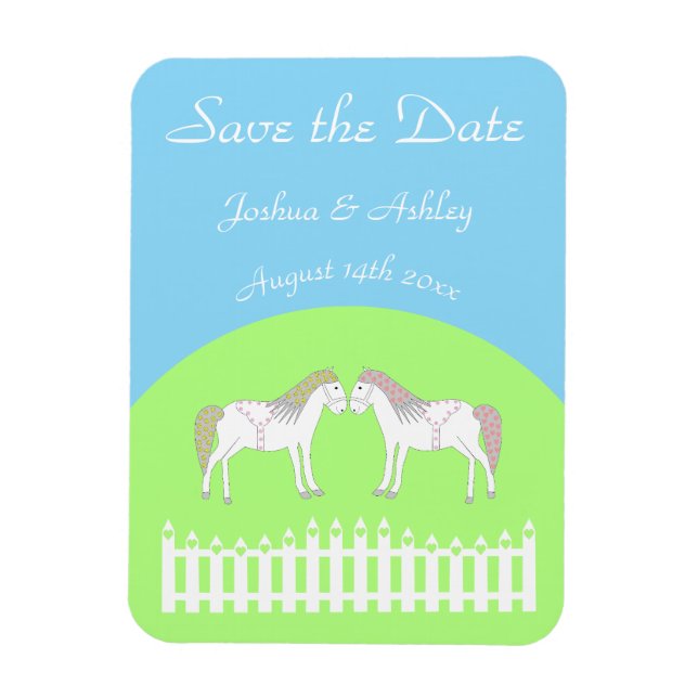 Magnet Flexible Beau Cheval Mariage Blanc Personnalisé (Vertical)