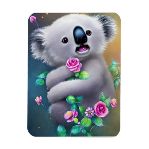 Magnet Flexible Bébé adorable Ours Koala avec fleurs