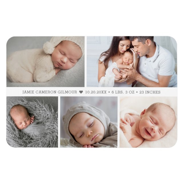 Magnet Flexible Bébé Boy Heart Faire-part de naissance Photo Colla (Horizontal)