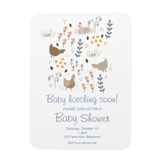 Magnet Flexible Bébé éclosion Bientôt Baby shower de poulet Invita (Vertical)