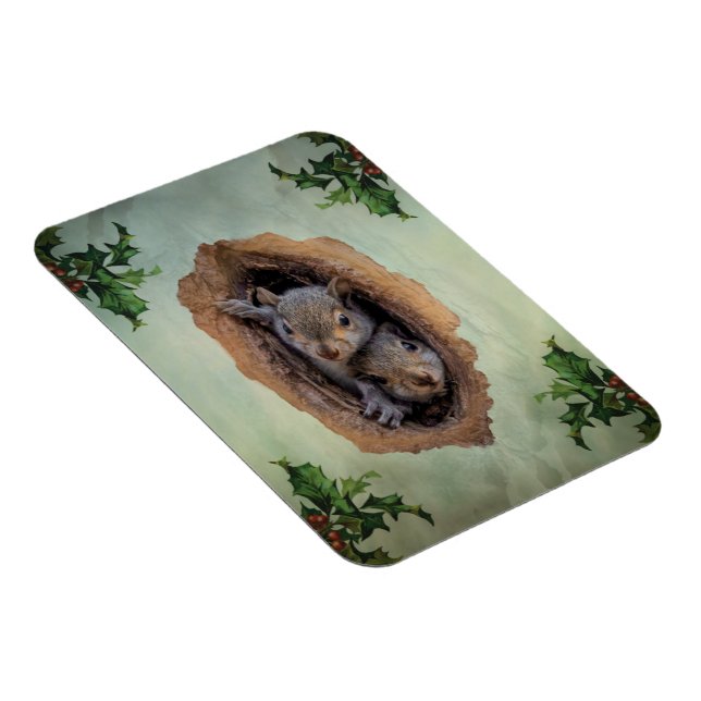 Magnet Flexible Bébé écureuils gris Noël (Côté Droit)