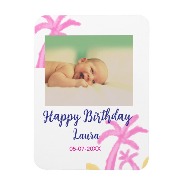 Magnet Flexible Bébé enfants 1er anniversaire ajouter le nom date  (Vertical)