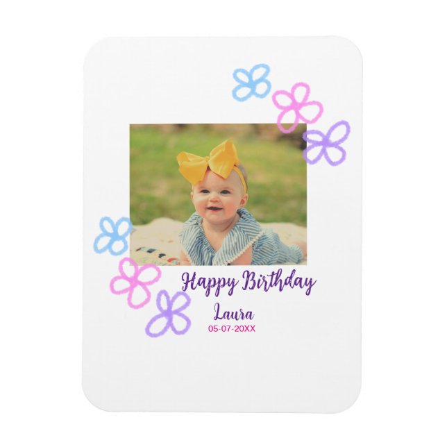 Magnet Flexible Bébé enfants 1er anniversaire ajouter le nom date  (Vertical)