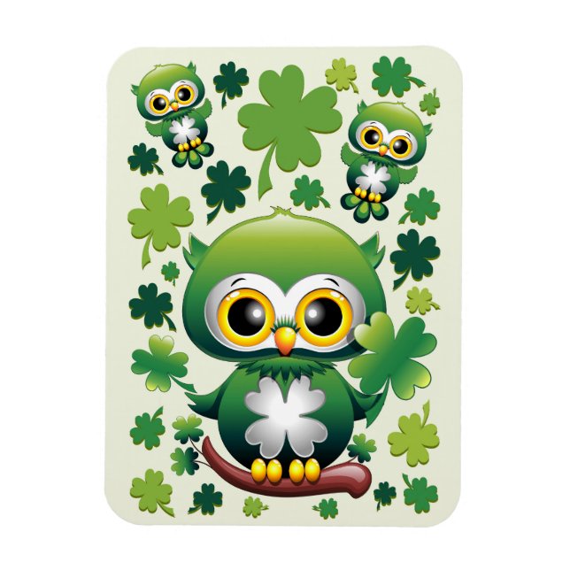 Magnet Flexible Bébé Hibou Mignon St Patrick Dessin Animé (Vertical)