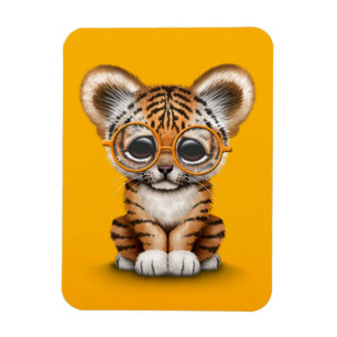 Magnet Flexible Bébé mignon Tiger Cub Portant des lunettes sur Jau