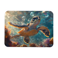 Bébé mignonne tortue de mer avec bulles