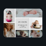 Magnet Flexible Bébé Photo Collage Nom de conservation Date de nai<br><div class="desc">Une belle façon de se souvenir des moments de votre bébé précieux. Capturez les souvenirs de votre nouveau-né pour toujours avec cette photo collage gardienne avec le nom du bébé, la date de naissance, le poids et la longueur. Personnalisez les photos et le texte et faites-le vous-même. Grand cadeau maman,...</div>