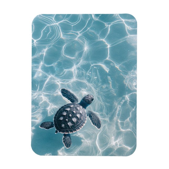 Magnet Flexible Bébé tortue de mer dans l'eau claire (Vertical)