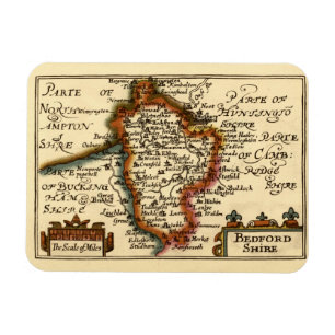 Magnet Flexible Bedfordshire Comté Angleterre Ancien Antiquaire Ca
