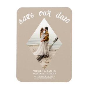 Magnet Flexible Beige minimal Diamant photo mariage Enregistrer la