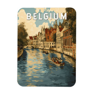 Magnet Flexible Belgique Illustration Travel Art Vintage