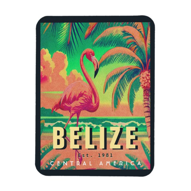 Magnet Flexible Belize Amérique centrale Vintage Tropical 1950 (Vertical)