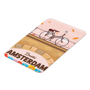 Magnet Flexible Belle affiche de voyage à vélo à Amsterdam.