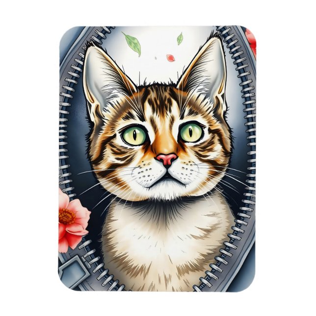 Magnet Flexible Belle Aquarelle tendance Collection de chats (Vertical)
