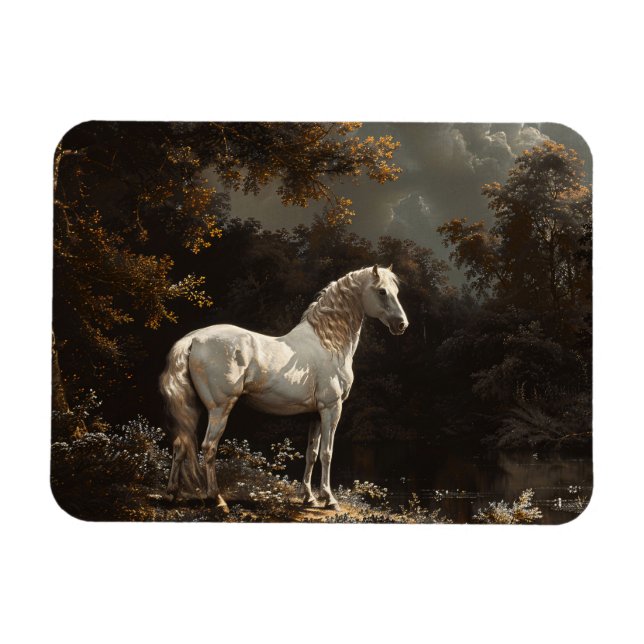Magnet Flexible Belle Cheval Blanc Peinture Vintage Flexible (Horizontal)