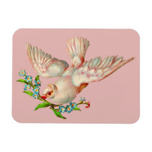 Magnet Flexible belle colombe blanche avec sprig dans la bouche