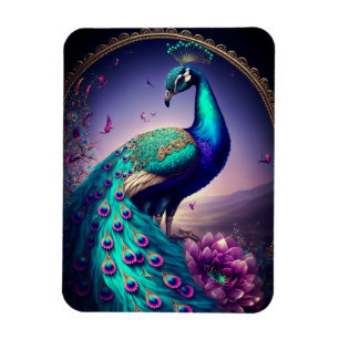 Magnet Flexible Belle couleur Peacock Paon Bird faune