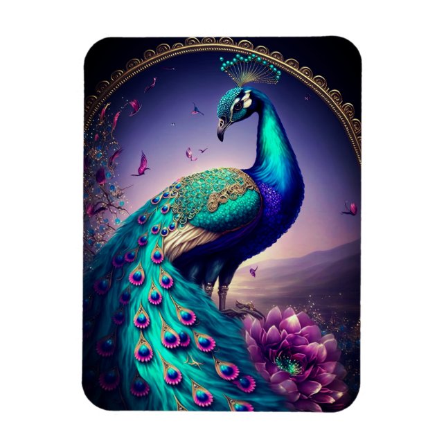 Magnet Flexible Belle couleur Peacock Paon Bird faune (Vertical)