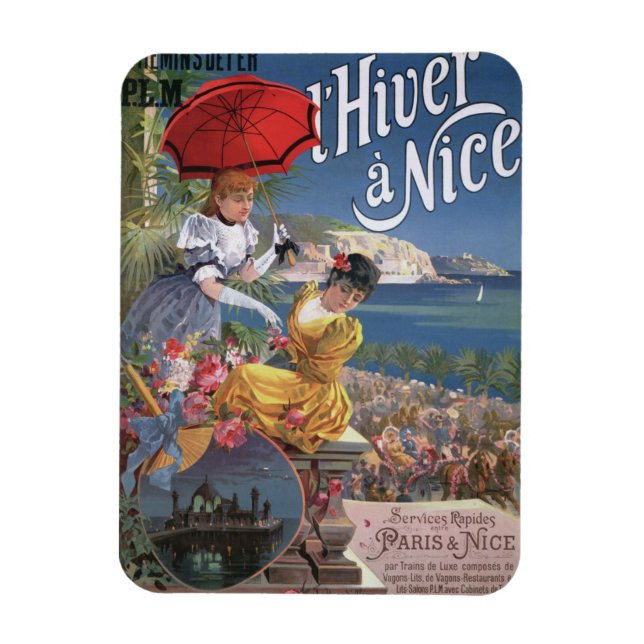 Magnet Flexible Belle Epoque Nice Voyage hiver Poster (Vertical)