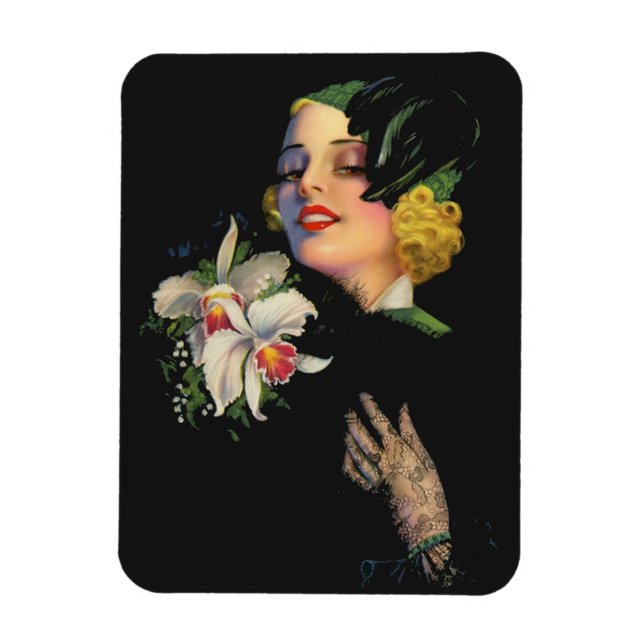 Magnet Flexible belle femme aux orchidées (Vertical)