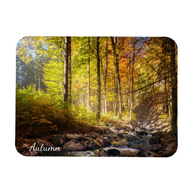 Magnet Flexible Belle Forêt d'automne avec rivière (Horizontal)