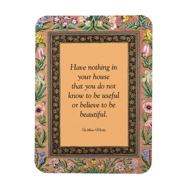 Magnet Flexible Belle ou utile, citations de William Morris, (Vertical)