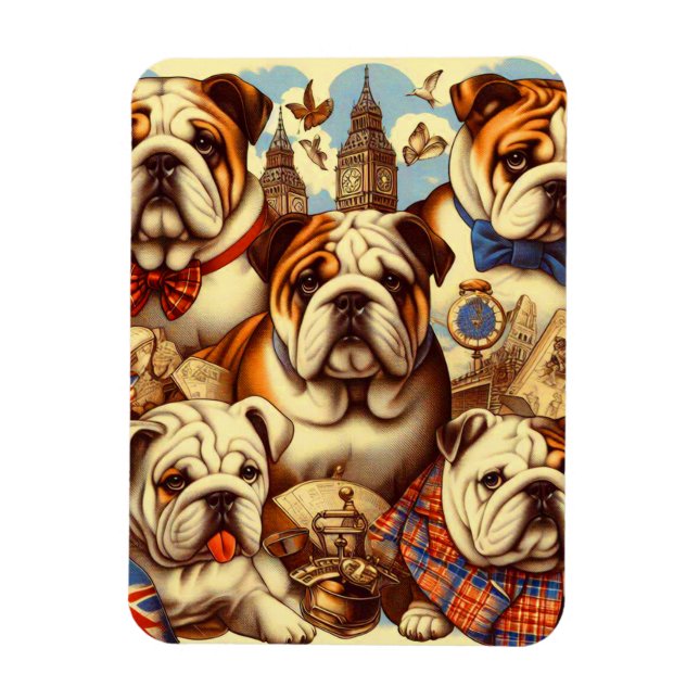 Magnet Flexible Belle peinture anglaise de Bulldog (Vertical)
