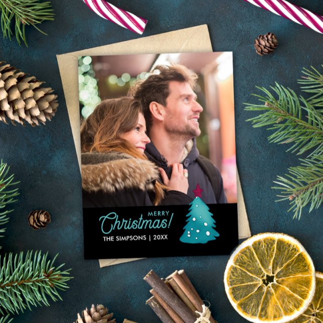 Magnet Flexible Belle photo de famille Arbre de Noël Turquoise Aqu (Créateur téléchargé)