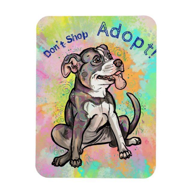 Magnet Flexible Belle Pit Bull "Adoptez !, ne faites pas de shoppi (Vertical)