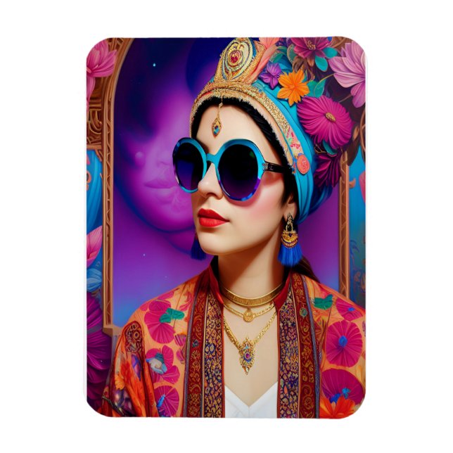 Magnet Flexible Belle princesse avec lunettes de soleil (Vertical)