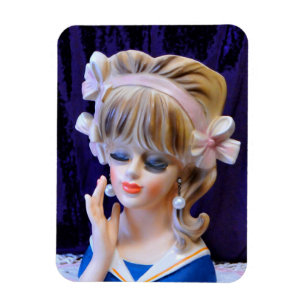 Magnet Flexible Belle Sailor Girl Tête Vase Poupée Rose Bows