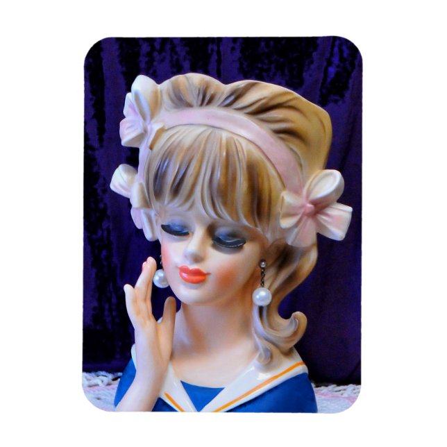 Magnet Flexible Belle Sailor Girl Tête Vase Poupée Rose Bows (Vertical)