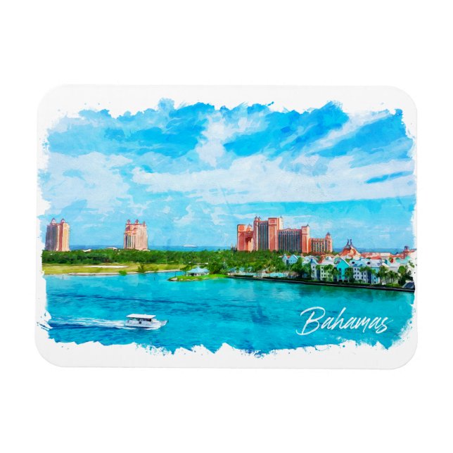 Magnet Flexible Belles Bahamas Caraïbes Vacances Paysages (Horizontal)