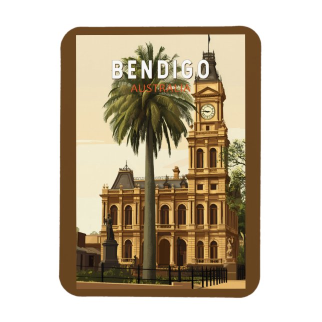 Magnet Flexible Bendigo Australia Travel Art Vintage (Vertical)