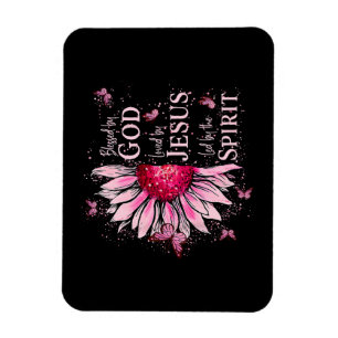 Magnet Flexible Béni Par Dieu - Aimé Par Jésus Tournesol Rose