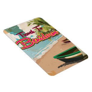 Magnet Flexible Benidorm, Espagne Affiche de vacances vintage
