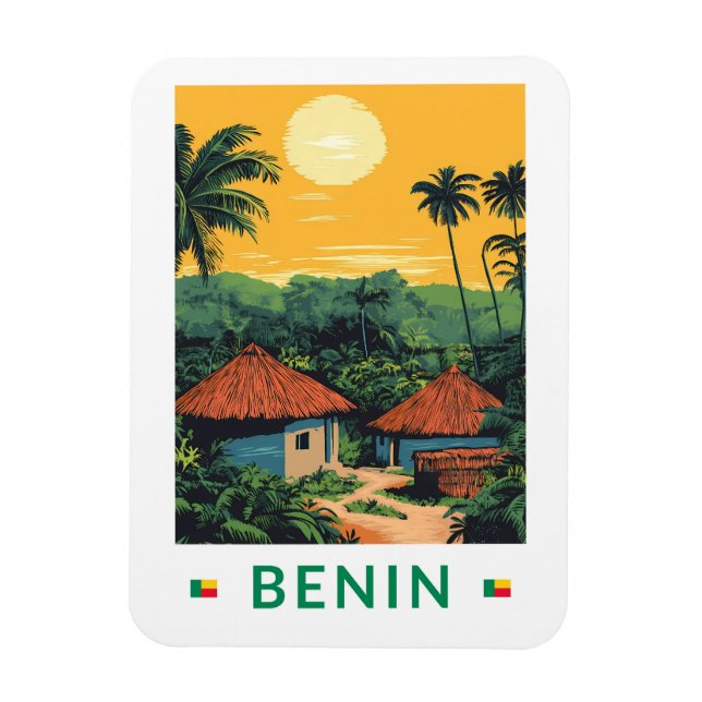 Magnet Flexible Bénin Sunset Illustration Voyage Art Vintage (Vertical)