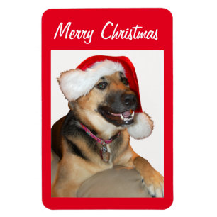 Magnet Flexible Berger allemand portant un Casquette du Père Noël