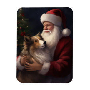 Magnet Flexible Berger des Shetland Père Noël Fête de Noël