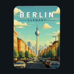 Magnet Flexible Berlin Allemagne Travel Art Vintage<br><div class="desc">Berlin design de voyage vectoriel rétro. La ville est réputée pour sa scène artistique et ses sites d'intérêt modernes comme la Philharmonie de Berliner,  aux toits dorés.</div>