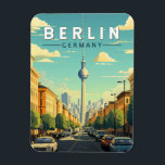 Magnet Flexible Berlin Allemagne Travel Art Vintage<br><div class="desc">Berlin design de voyage vectoriel rétro. La ville est réputée pour sa scène artistique et ses sites d'intérêt modernes comme la Philharmonie de Berliner,  aux toits dorés.</div>