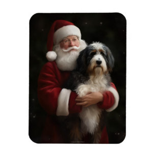 Magnet Flexible Bernedoodle avec Noël Festif du Père Noël