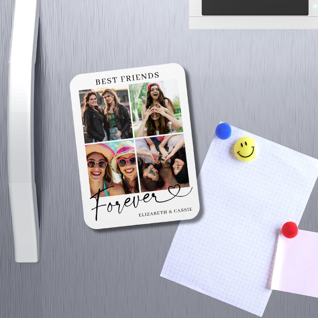 Magnet Flexible Best Friends Forever Photo Collage Heart Script (Créateur téléchargé)
