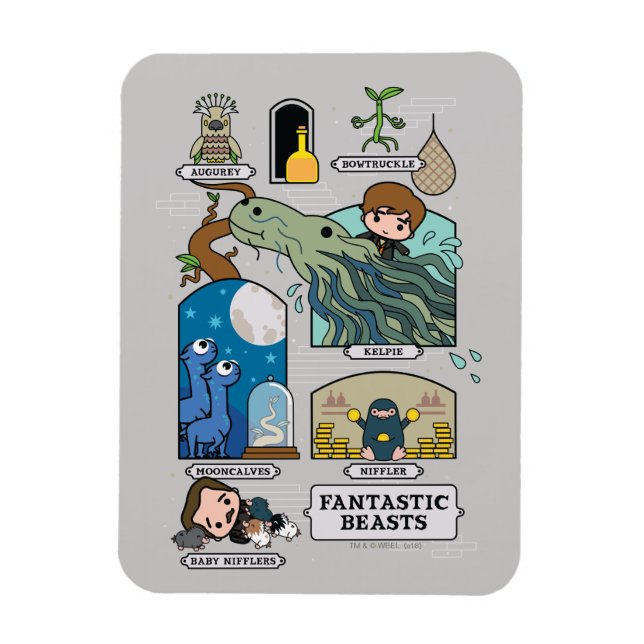 Magnet Flexible Bêtes De Cartoon Dans Les Habitats (Vertical)