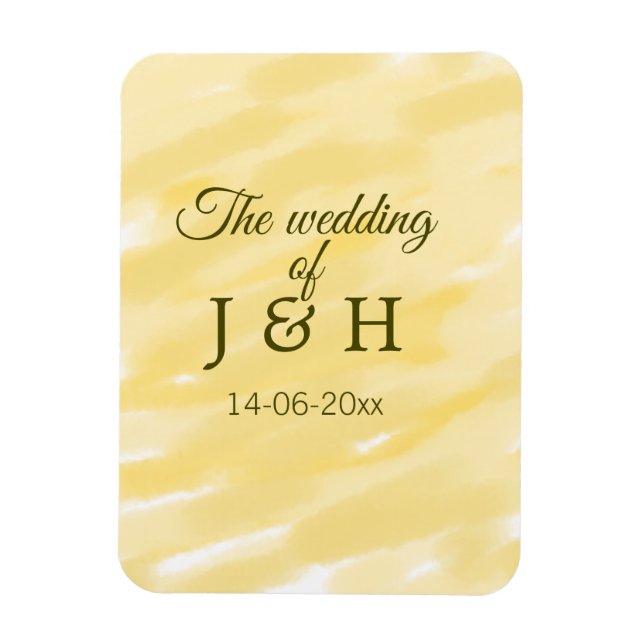 Magnet Flexible Beurre jaune pastel le mariage du nom de couple le (Vertical)