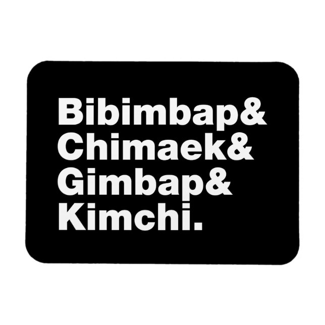 Magnet Flexible Bibimbap & Chimaek & Gimbap & Kimchi. Aliments cor (Horizontal)