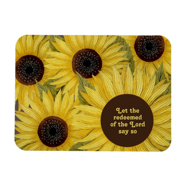Magnet Flexible Bible chrétienne Verse Fleurs de soleil Jaunes rus (Horizontal)