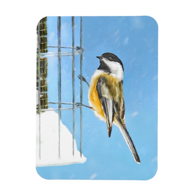 Magnet Flexible Bickadee sur la peinture d'alimentation - Oiseaux  (Vertical)